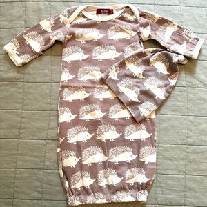 Milkbarn organic baby gown and hat
